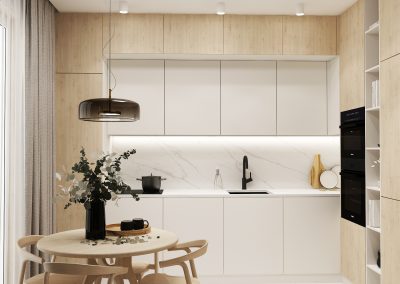 Návrh interiéru kuchyně s obývacím pokojem, Praha
