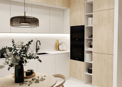 Návrh interiéru kuchyně s obývacím pokojem, Praha
